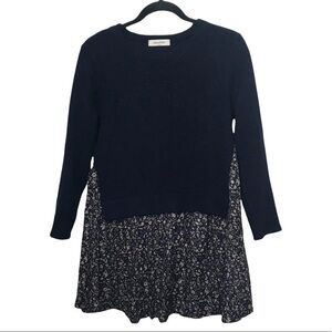 Danchoo Navy Blue Floral Sweater Mini Dress